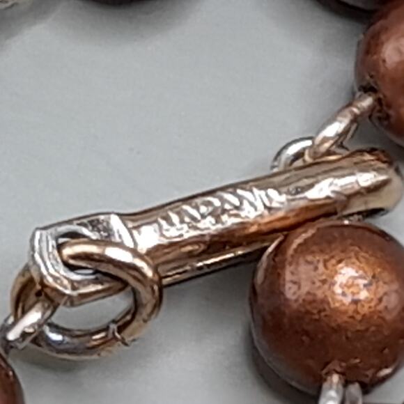 Vintage Japan Taupe Art Bead Necklace, Two Strands, 1950s, 23 Inches - Picture 6 of 14